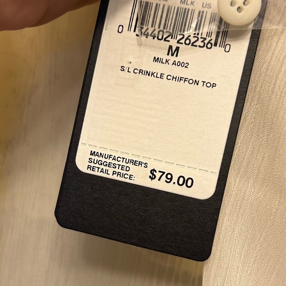 Guess chiffon blouse size M bling rhinestone button up $79 0505 NWT 86 - Picture 7 of 9